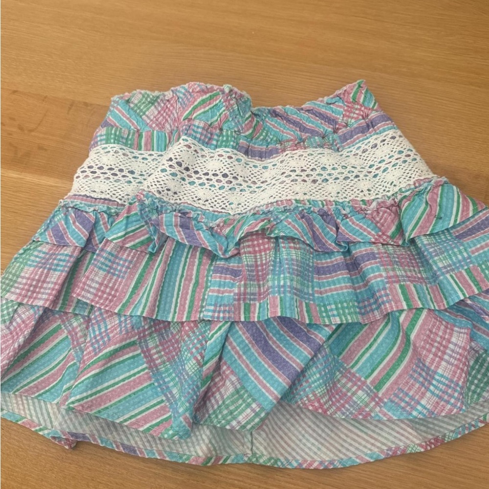 LoveShackFancy Blue and Pink Bubble Mini Skirt